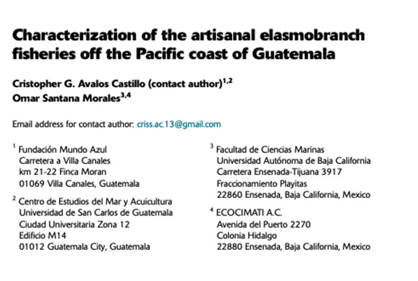 Characterization of the artisanal elasmobranch fisheries off the Pacific coast of Guatemala