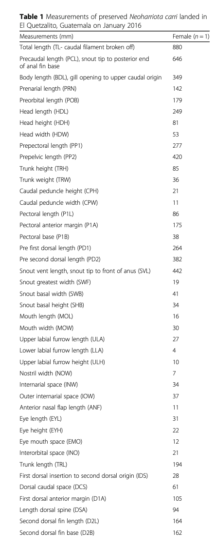 Morphometric measurements, first part